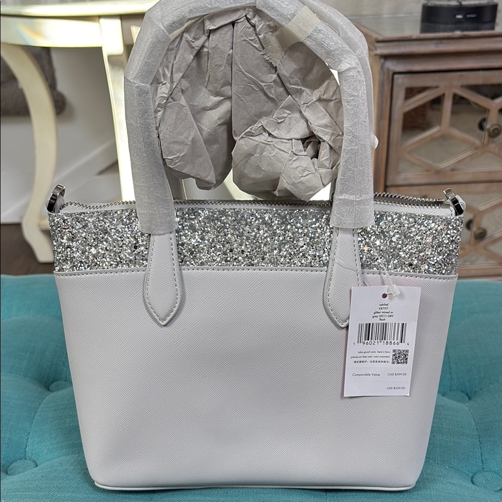 Kate Spade Elegant Silver Glitter Bag